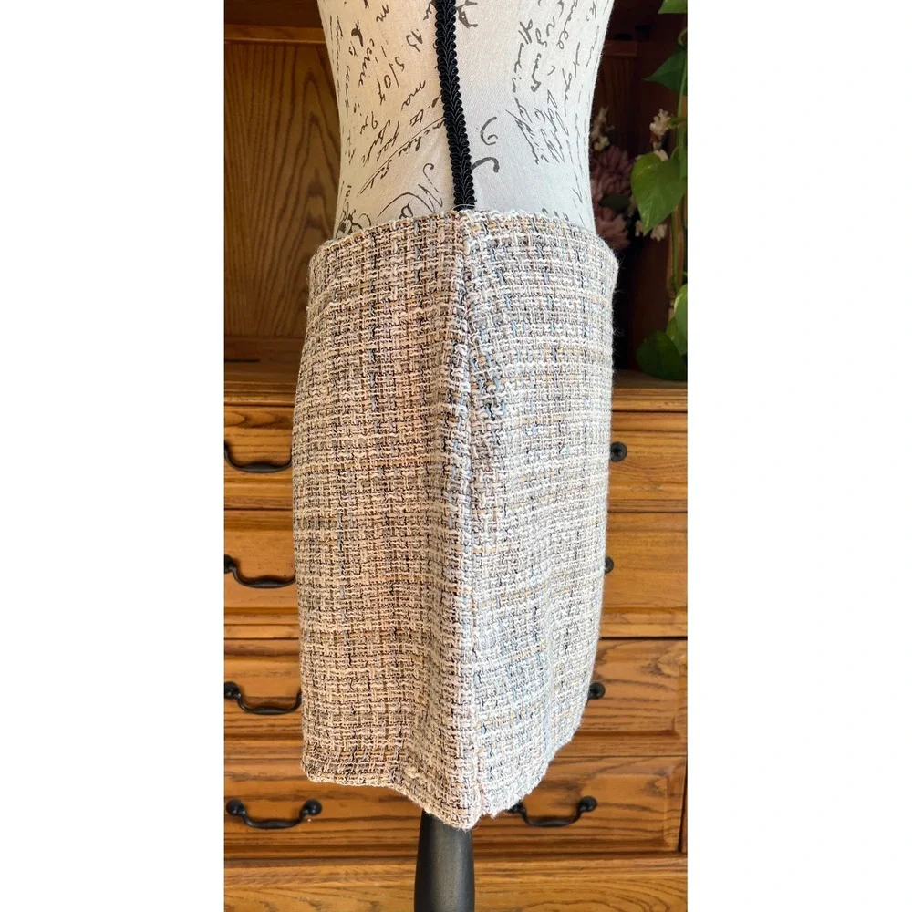 Zara Women Multi Color Tweed Skort Mini Skirt Shorts Size Large New